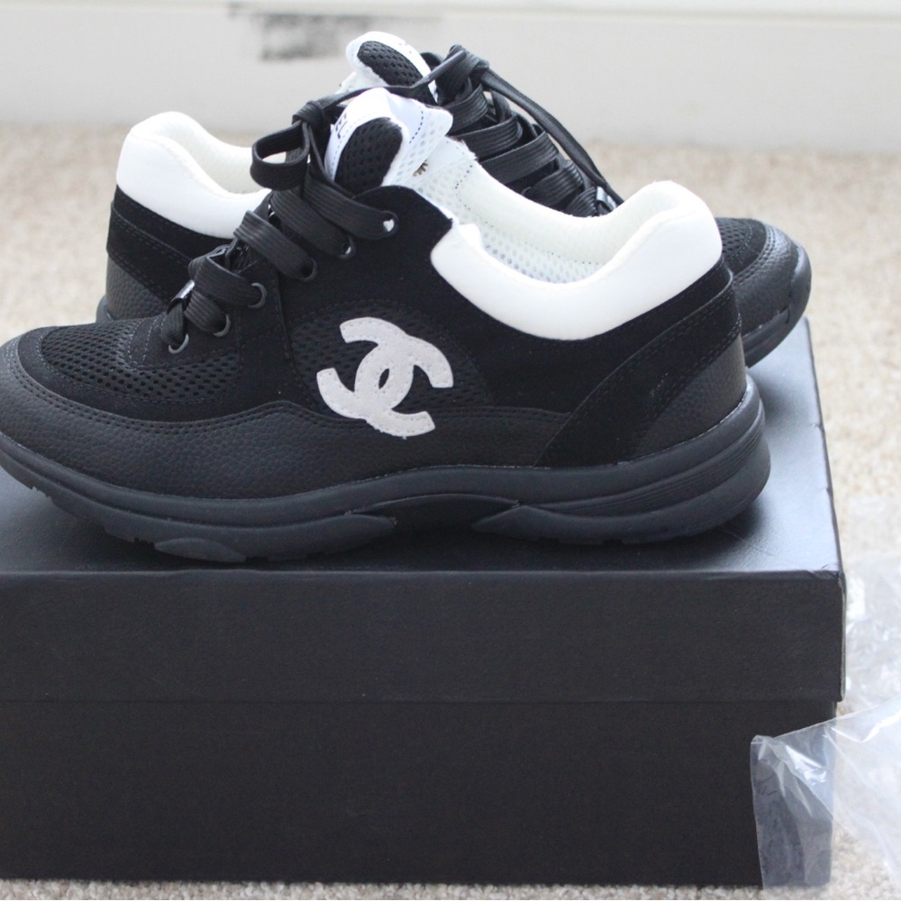 CHANEL Black and White Sneakers